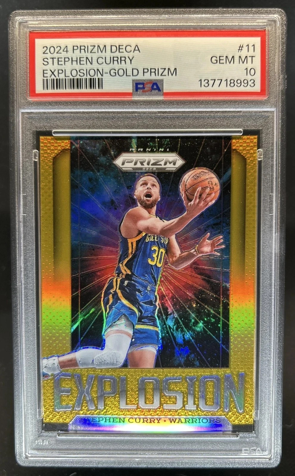 2024 Prizm Deca - Stephen Curry Explosion Gold Prizm 1/10 - PSA 10