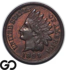 1899 Indian Head Cent Penny, Some Red, Choice Unc+