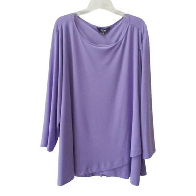 NWT SLIM FACTOR by INVESTMENTS Light Purple Button Back 3/4 Sleeve Shirt Top 3X