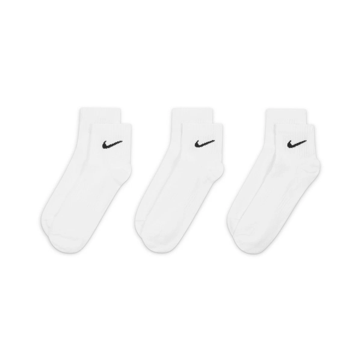 Nike Unisex Everyday Lightweight Ankle Crew Trainings Knöchelsocken 3 Paar, Weiß