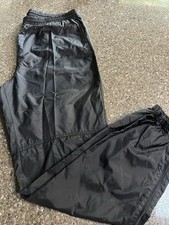 Vintage 90 s Nike Black Nylon Windbreaker Pants Size L Zip Ankles Excellent Cond
