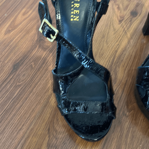 Lauren Ralph Lauren black patent leather platform heels 5 1/2 inch9 - Picture 2 of 8