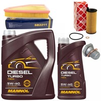 MotoröL Filter Set Mannol 5W40 6 Liter + ÖLablassschraube FüR BMW 3Er 320D E90