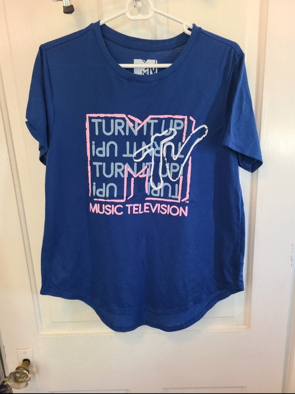 MTV Junior's Graphic T-Shirt with Short Sleeves Blue size xxlg