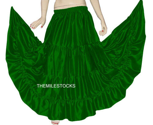TMS Satin 4 Tier Skirt Belly Dance Gypsy Costume Panel 6 Yard Tribal 27 Colors - Bild 10 von 28