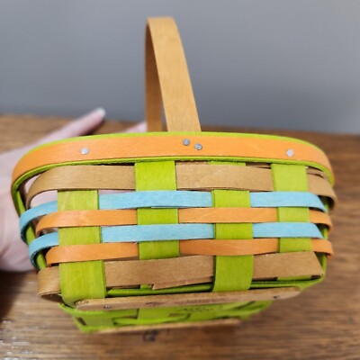 Longaberger 2017 Hostess Stained Easter Basket Lime Teal Orange