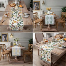 Leaves Printed Table Runner Tassel Wedding Tablecloth Cover Party Home Decor