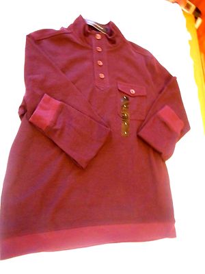 Men's Structure Long Sleeve Button Mock Neck Shirt NEW Wine Size Large $50