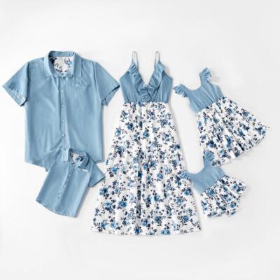 Family Matching Outfits Mother Kids Cotton Matching Suits Couples Short  Sleeve | eBay