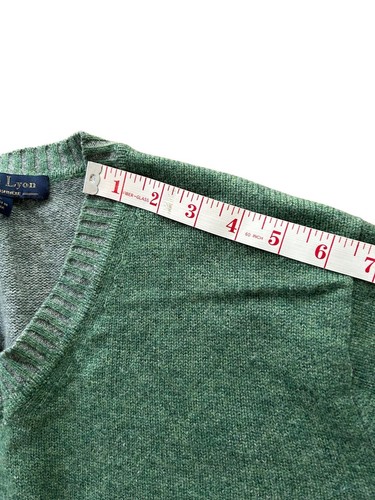 GLEN ROYAL 100% Cashmere Sweater SIZE Large Green V-Neck Knit Long Sleeve - Picture 7 of 9