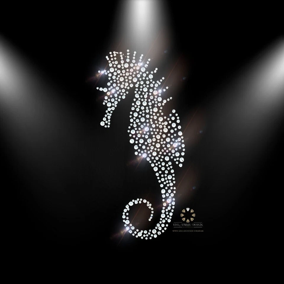 Hotfix Strass Bügelbild Applikation zum aufbügeln Strasssteine Seepferd Maritim - Bild 2 von 4