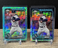 2024 Topps Chrome Logofractor Bryan Woo AQUA 36/199 Rookie & Base #172 Mariners