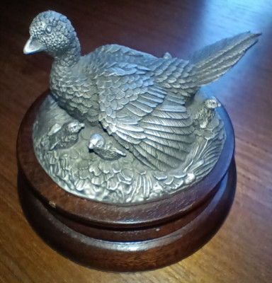 Chilmark Fine Pewter Ringneck Pheasant Hen and Chicks 1977 Signed and Numbered