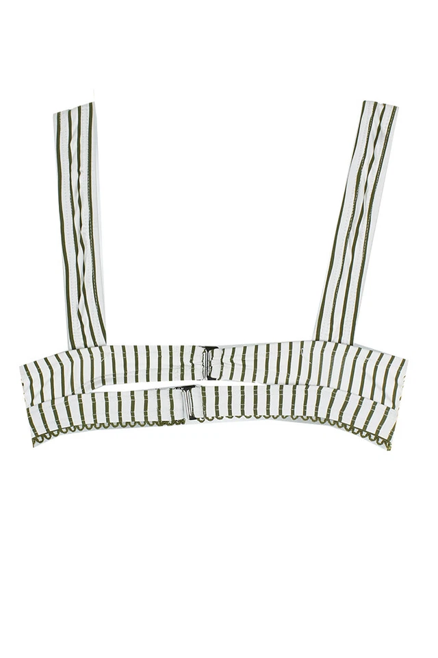 Splendid Weiß Grün Gestreift Malerisch Dreieck Bikini Oberteil S - Bild 2 von 3