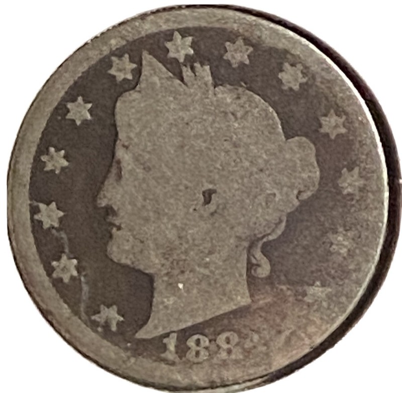 ^ 1884 Liberty "V" Nickel    ^^ GOOD ^^    142 YRS OLD       4045