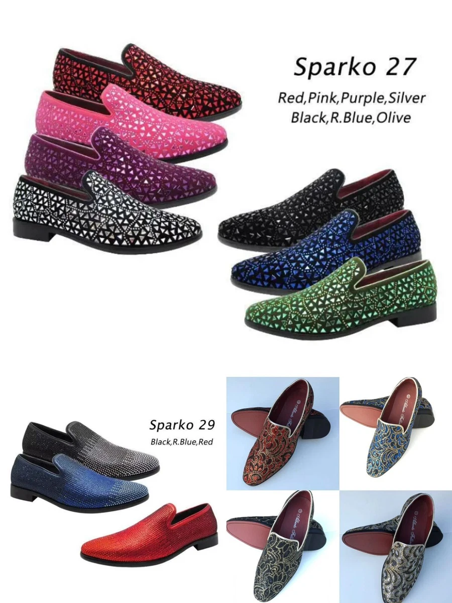 Men Vintage Glitter Stage Dress Shoes Tuxedos Loafers Slip On