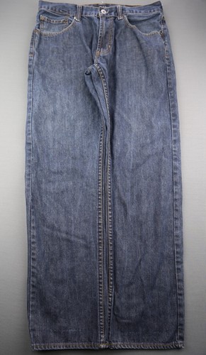 Pantalones de mezclilla rectos ajustados para hombre lavado medio 5 bolsillos talla 32x30 - Imagen 1 de 9