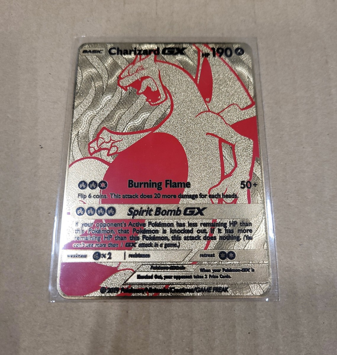 pokemon charizard gx metal card Charizard GX Gold Metal Custom Card - Collectible Shiny Red
