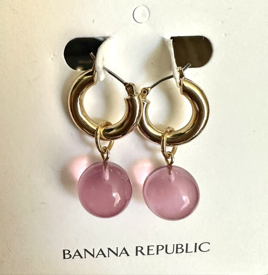 Pendientes Banana Republic Huggie Rosa Bola Dije  Foto 2 de 3
