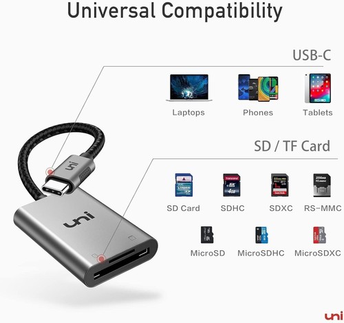 uni USB C to SD/ Micro SD Card Adapter for SD/SDXC/SDHC/MMC/Micro SDXC/TF/SDHC - Picture 9 of 9