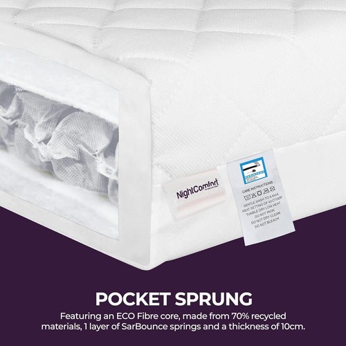 NightComfort Eco Pocket Spring Toddler Cot Bed Mattress - Single/Double Layered - Picture 24 of 60