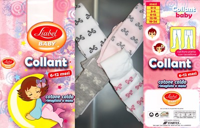 COLLANT CALZAMAGLIE NEONATE COTONE CALDO LIABEL RIMAGLIATE A MANO