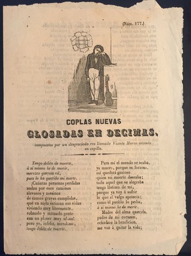 PLIEGO DE CORDEL. MUSICA, COLECCIÓN DE 7 DÉCIMAS,1856- 1860 - Imagen 3 de 7