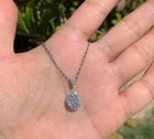 2Ct Round Cut Natural Moissanite Teardrop Shape Pendant 14K White Gold Plated — photo 2