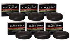 Madina African Black Soap Cocoa Butter with Vitamin E, 3.5 OZ Vegan 6 Pack