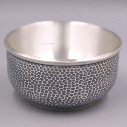 Taza de té de plata fina pura 999 patrón de martillos tazón pequeño taza de agua juegos de té 64 mm W - Imagen 4 de 6