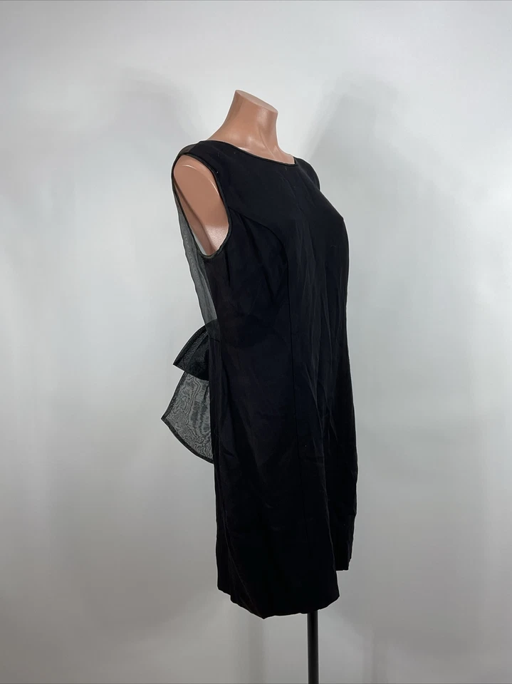 Vestido De Laru LBD Gótico Estrás 14 Transparente Bajo Espalda Lazo Baile de graduación Vamp De Colección Años 90 Foto 3 de 4