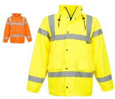 Mens Hi Vis Work Traffic Jacket Coat By SITE KING  - HIGH VISIBILITY PARKER 2360