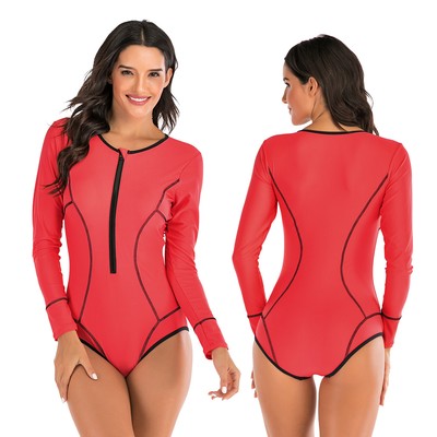 red long sleeve bathing suit