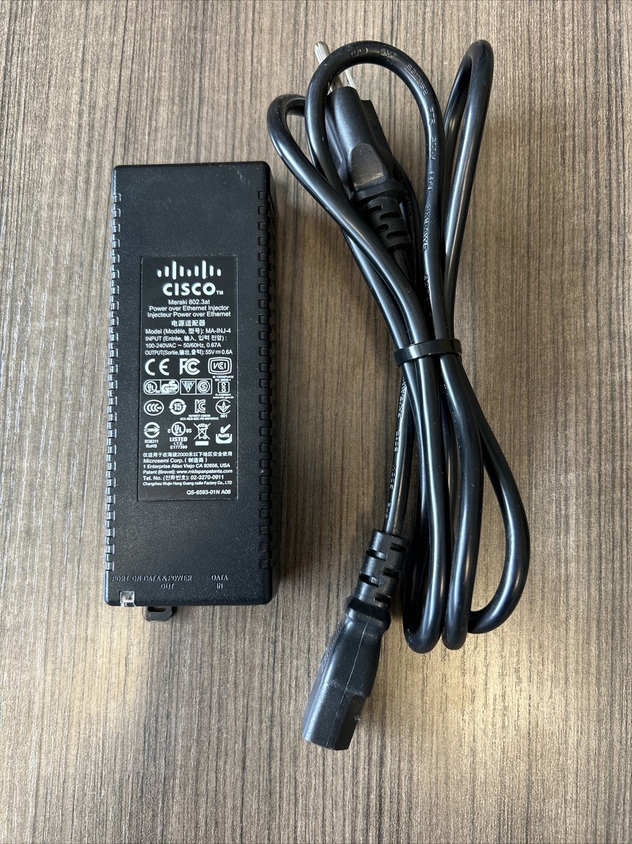 CISCO MERAKI 802.3 / MA-INJ-4 Power Over Ethernet Injector POE wt 