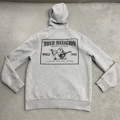 【TRUE RELIGION】 R. Point Hoodie Grey True Religion Big T Hoodie Mens Extra Large Gray Fleece