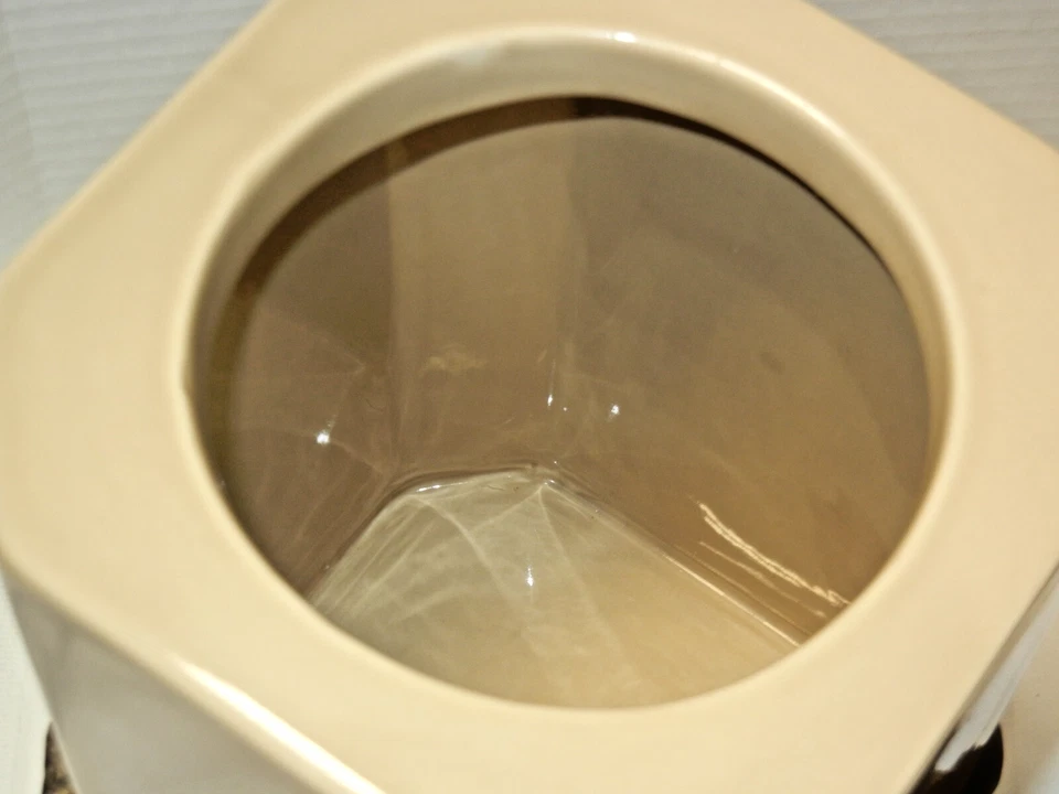 Gracious Goods Acanthus LARGE Ceramic Canisters Cookie Jar Lid Metal Stand TAUPE - Image 4 of 4