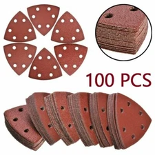100x Triangle Sandpaper Sanding Pads Hook Loop for 3-1/2" Oscillating Multi Tool