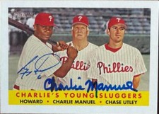 Charlie Manuel & Ryan Howard Autographed 2007 Topps Heritage #386 Charlie's Youn
