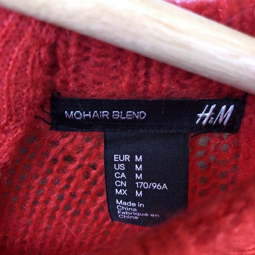 H&M Womens Minimalist Mohair Blend Coral Red Soft Knit Sweater Size M - Picture 8 of 12