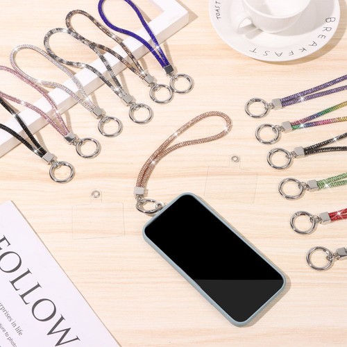 Bling-Keychain Rhinestone Phone Lanyard Wrist Strap Hanging Cord Anti-lost Ropes - Picture 2 of 21