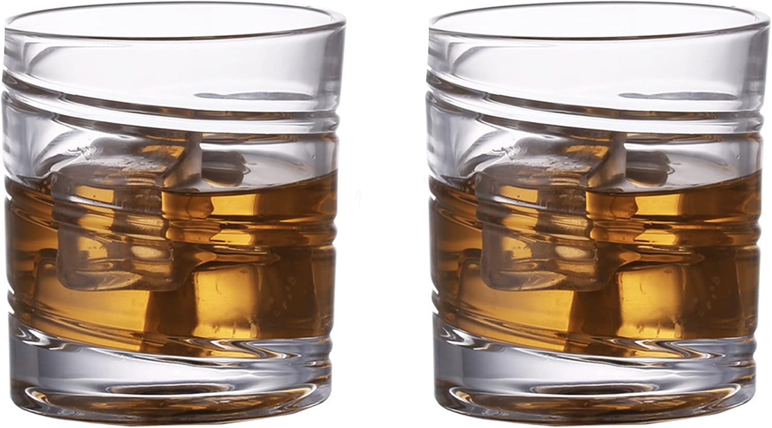 Whiskey Glasses Set of 2,10Oz Glass Beverage Cups, European Manufacturing Proces