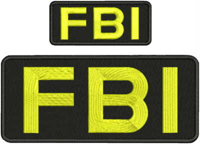 F B I EMBROIDERY PATCH 10X4 and 5x2 inches Hook on back