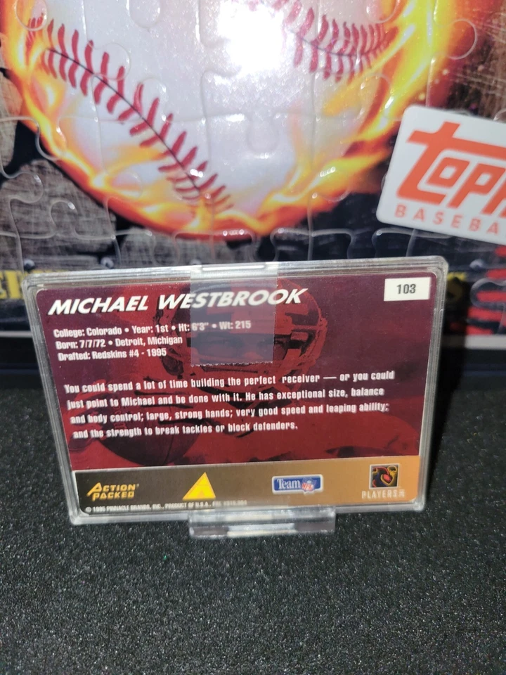 1995 Action Packed Rookies & Stars Michael Westbrook #103 Rookie RC - Image 2 of 2