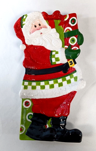 2 New Fitz & Floyd Server Trays Santa Holiday Cheer Snowman Snack Therapy - 第 3/8 張圖片