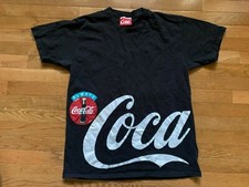 VTG Coca Cola T Shirt All Over Print Mens Sz Large 1994 Cap Coke USA Made Black