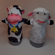 Melissa  Doug Hand Puppets Farm Friends Lot Of 2 Cow And Sheep 9" Soft Toy