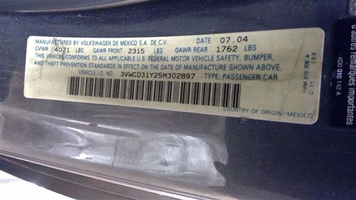 2005 05 Volkswagen Beetle GLS Convertible Interior Fuse Box Cabin 1.8L 87014 - Picture 5 of 9