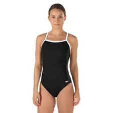 Speedo 170249 Womens Flyback Training One Piece Swimsuit Black Size 28