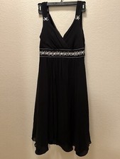 Little Black Dress: Signature by Robbie Bee Black Silk Beaded Gown A-Line Size 6