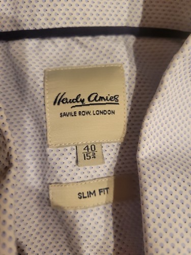 Hardy Amies 40 15 3/4 Saville Row London Dress Shirt Slim White With Pattern - Picture 2 of 3